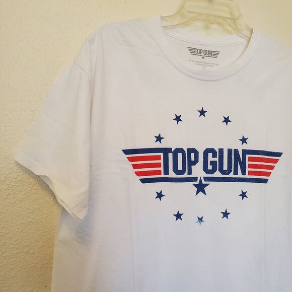 Top Gun T-Shirt Logo Circle Of Stars Graphic Print Mens Size XL White - Picture 8 of 10